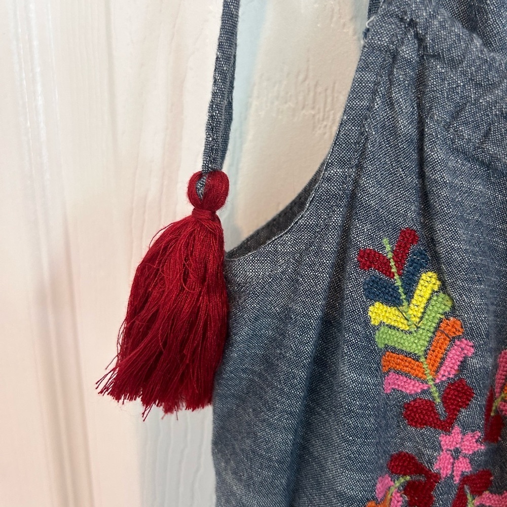 Rocks & Indigo Blue Embroidered Sundress with Tassel Straps. Size S - Picture 4 of 8